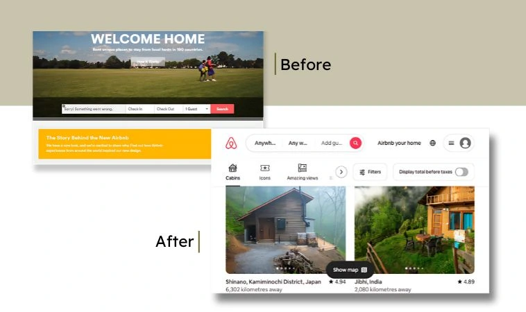 Airbnb before and after image