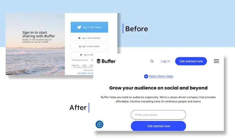 Buffer before and after image