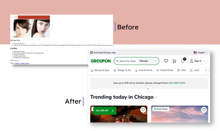 Groupon before and after image