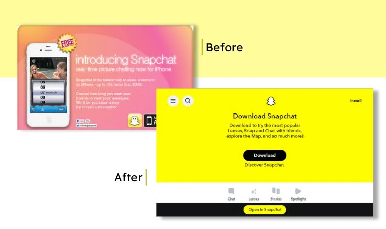 Snapchat before and after image