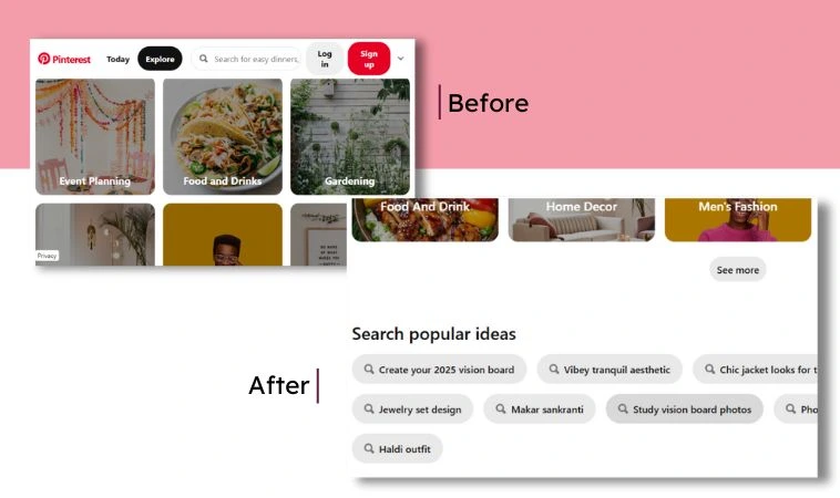 Pinterest before and after image