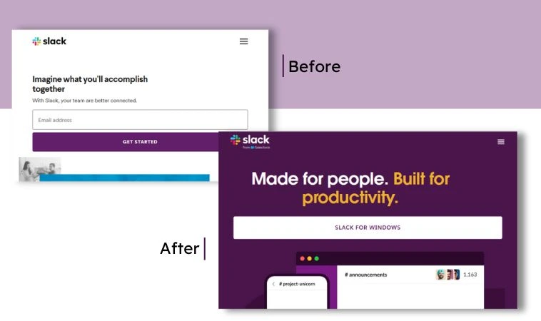 Slack before and after image