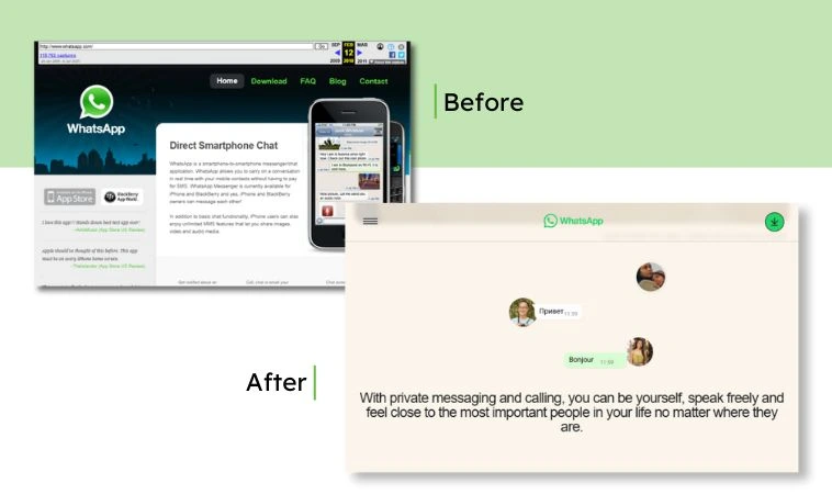 Whatsapp before and after image